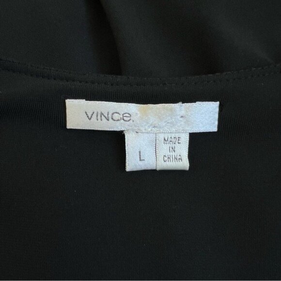 Vince Sleeveless Twist Round Neck Shift Dress In Black - L - Picture 5 of 6
